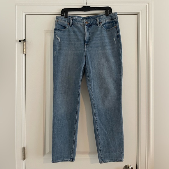 Talbots Denim - Talbots Slim Ankle Jean. Size 12. Light Distressing Details.